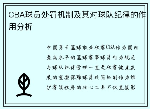 CBA球员处罚机制及其对球队纪律的作用分析